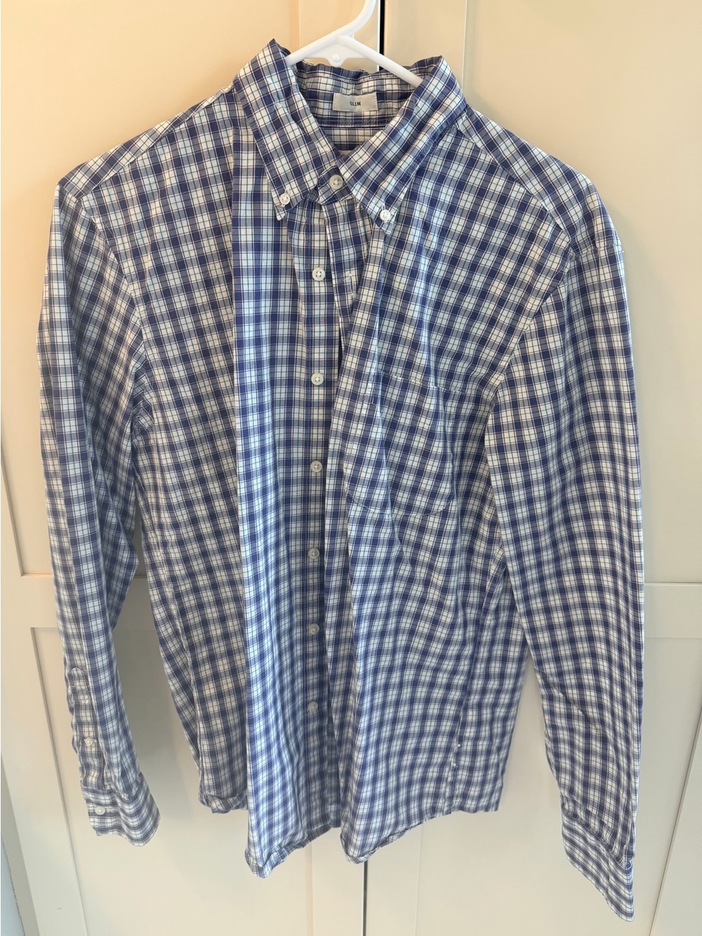 J. Crew Blue and White Checked Plaid Button-Down Shirt